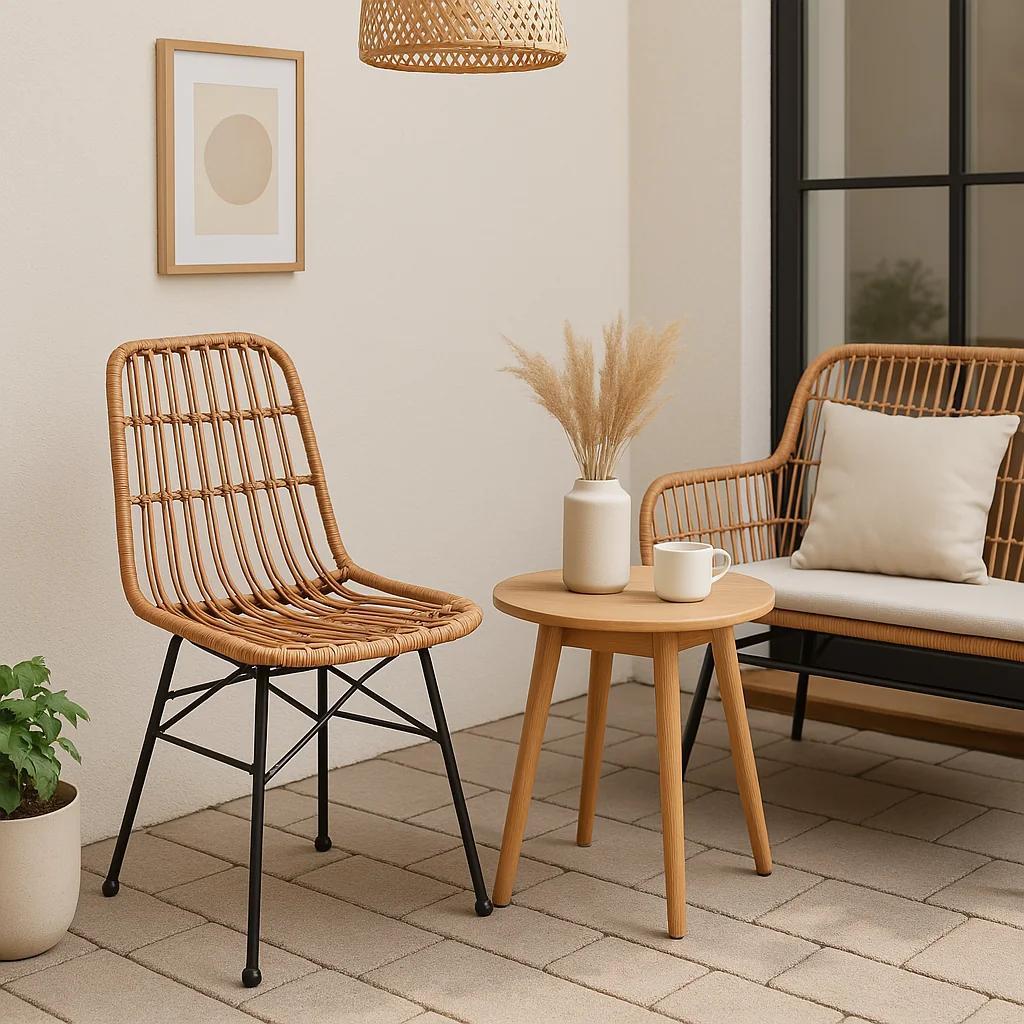 Silla de Comedor Terraza Rattan Grecia Color Madera