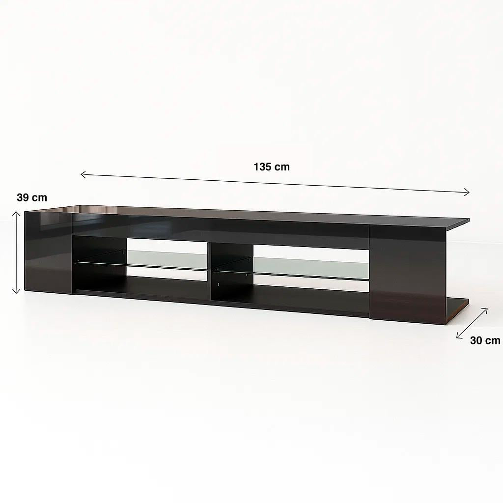 Mueble de TV Moderno Negro con Luces LED y Compartimentos