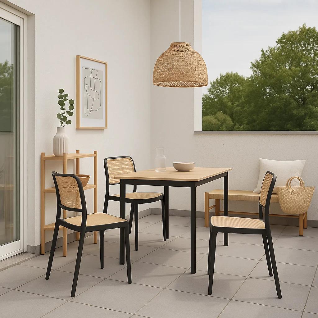 Silla de Restaurant o Terraza Comedor Hoffman Enrejada - Negra