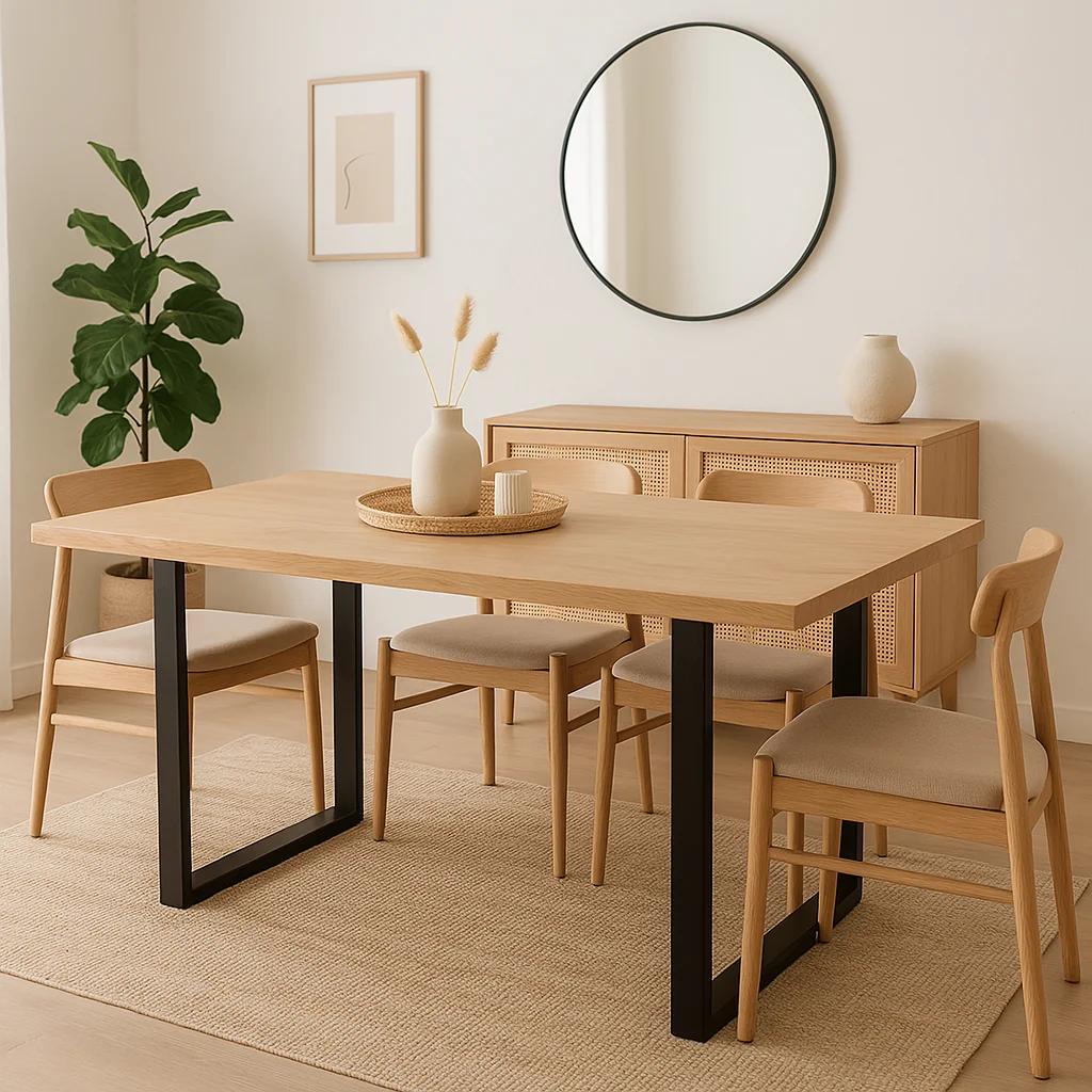 Mesa de Comedor Estilo Industrial 160x90 Madera Clara