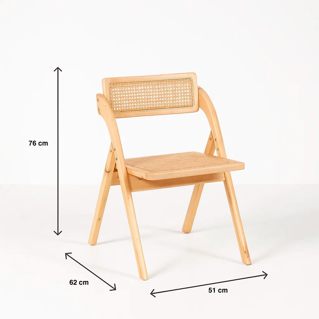 Silla Ambar Plegable de Madera Rattan Natural