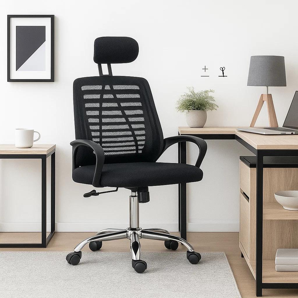 Silla de Oficina Ergos Ergonómica con Cabeza - Negra