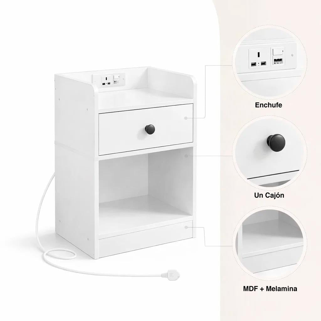 Velador Luma Mini con Enchufe Integrado Compacto - Blanco