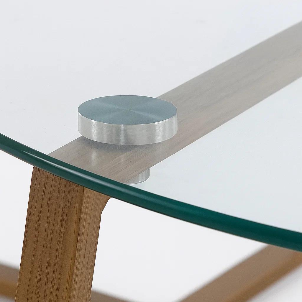 Mesa de centro para living de vidrio y metal 80cm