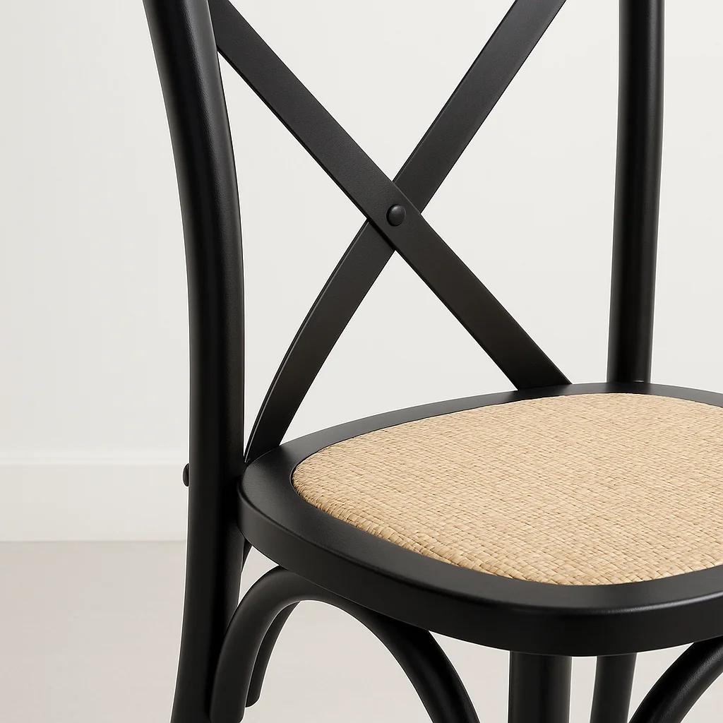 Silla Crossback Madera Rattan Negra