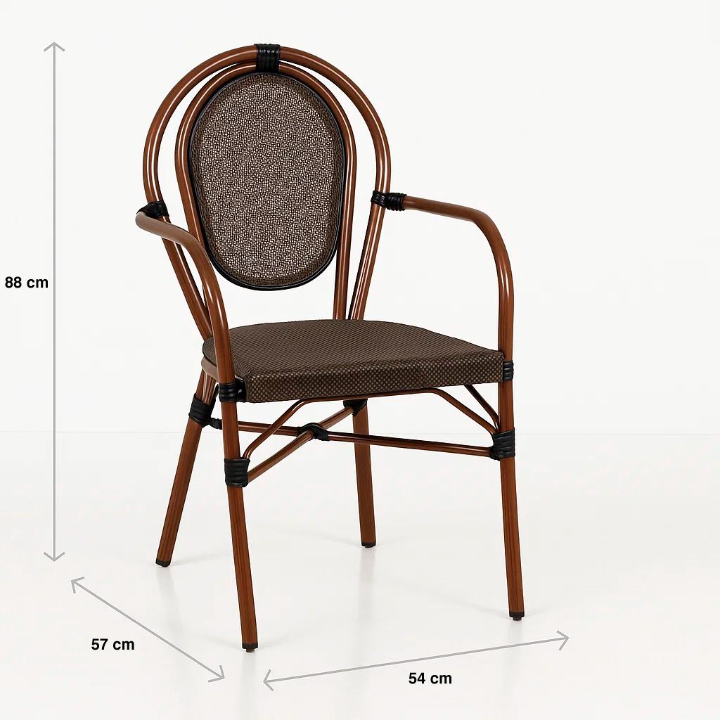 Silla Provence Parisina Rattan con reposabrazos - Café Oscuro