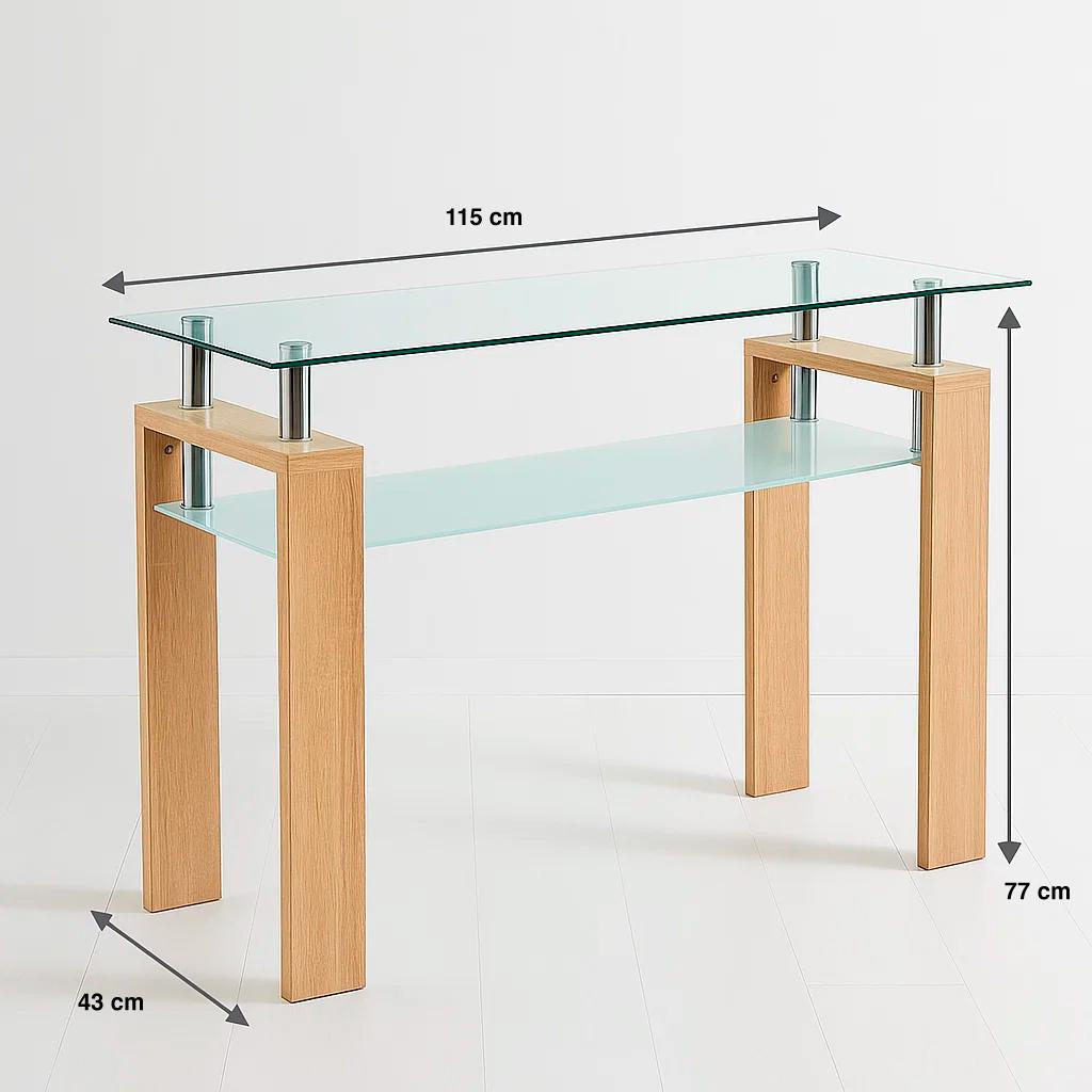 Mesa de arrimo Rectangular de vidrio