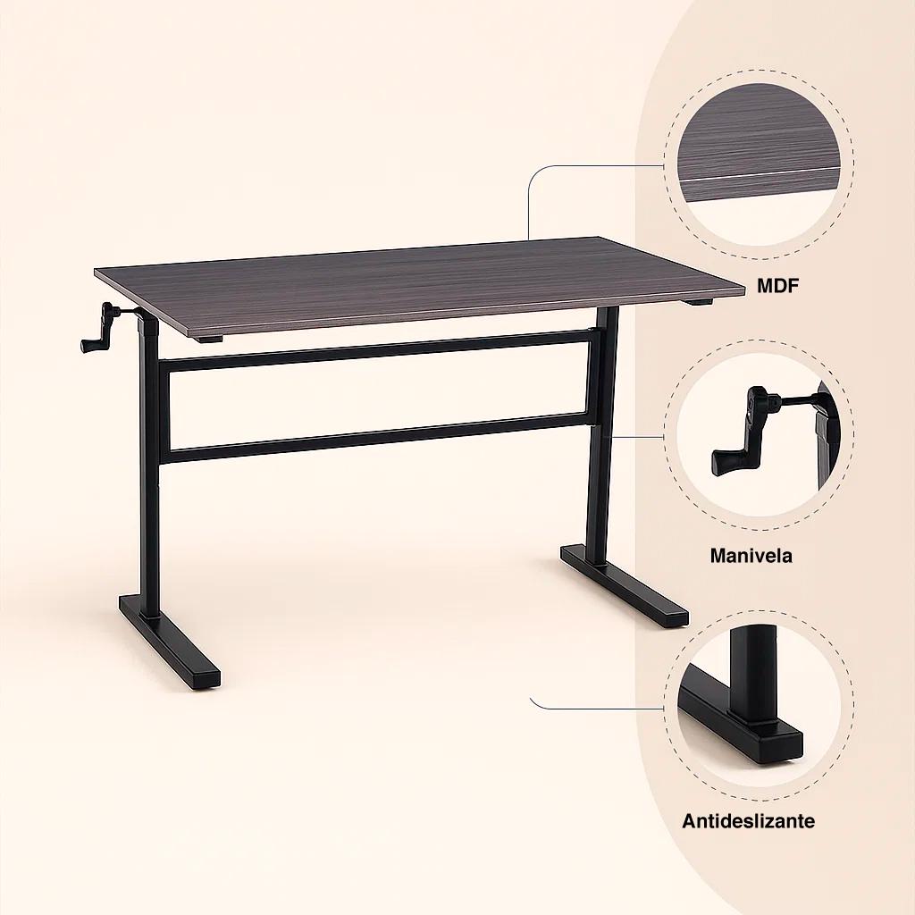Escritorio de trabajo con altura regulable standing desk - Gris