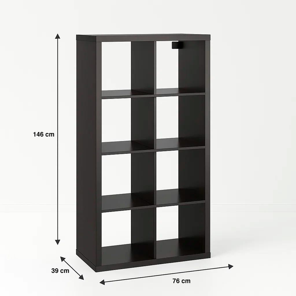 Estante Modular Zyno con 8 Compartimentos 39x76x146 - Negro