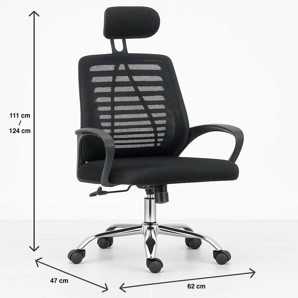 Silla de Oficina Ergos Ergonómica con Cabeza - Negra