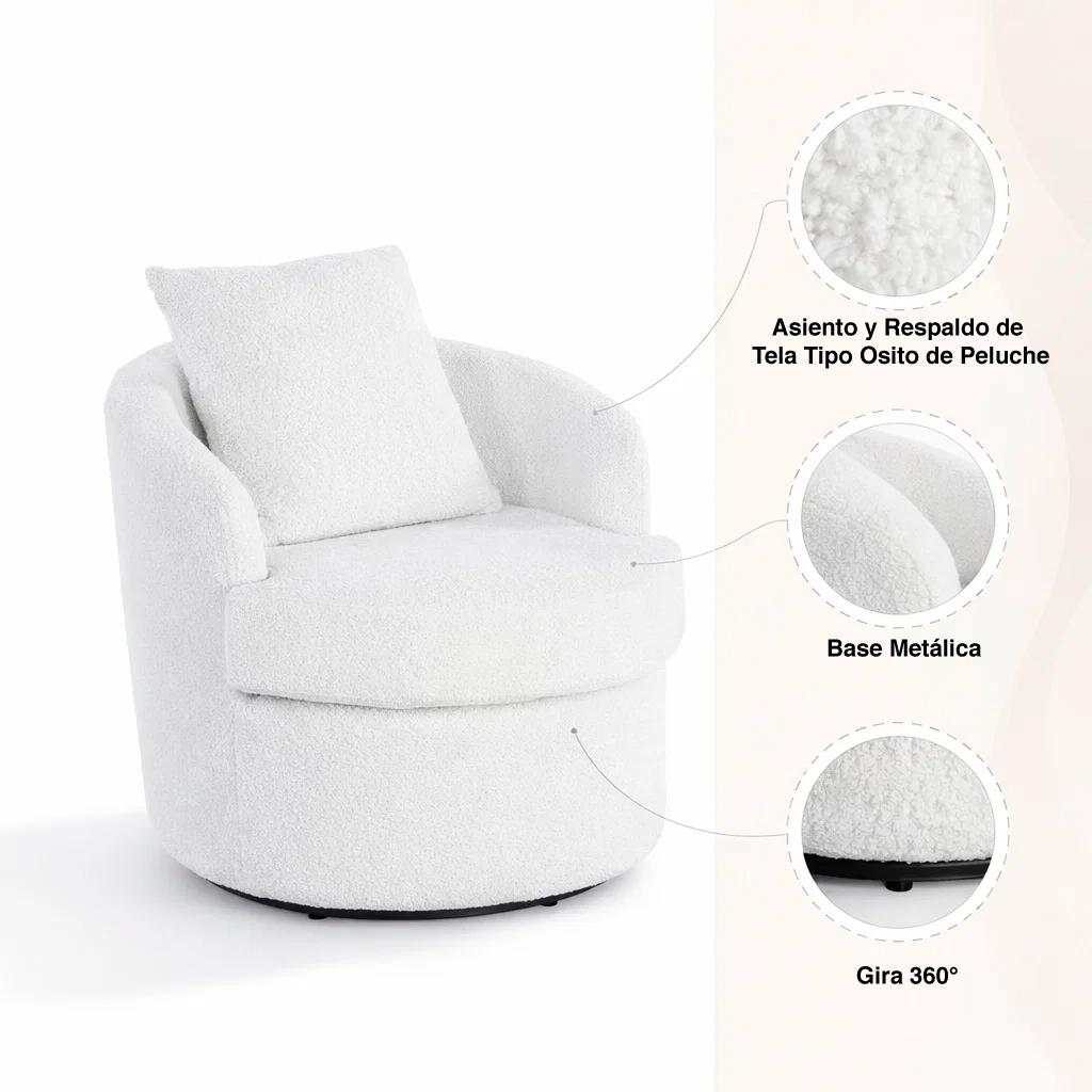 Sillón Giratorio Teddy Comfort 360°