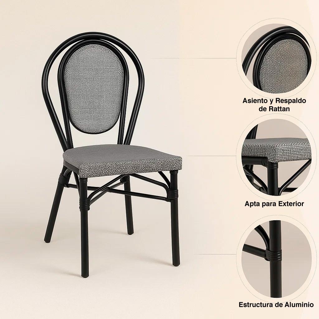 Silla Provence Parisina Rattan - Gris Claro