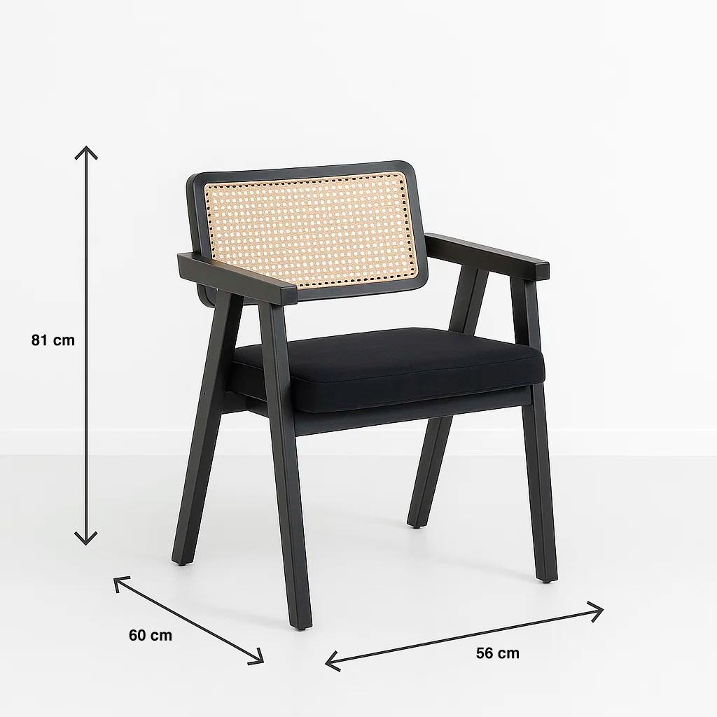 Sitial Acolchado Chandigarh Butaca Rattan - Negro