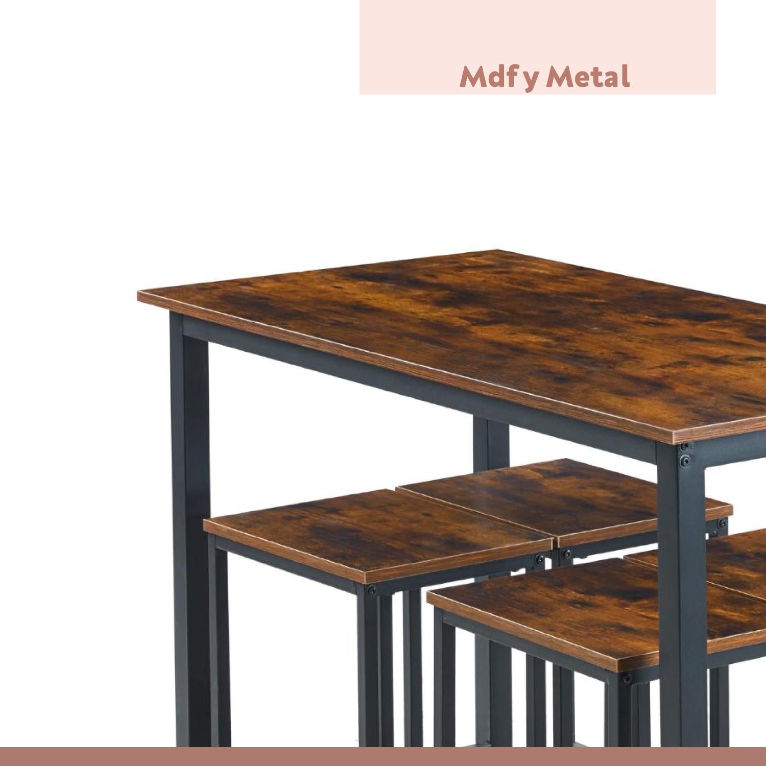 Set de comedor para cocina con pisos taburetes madera industrial