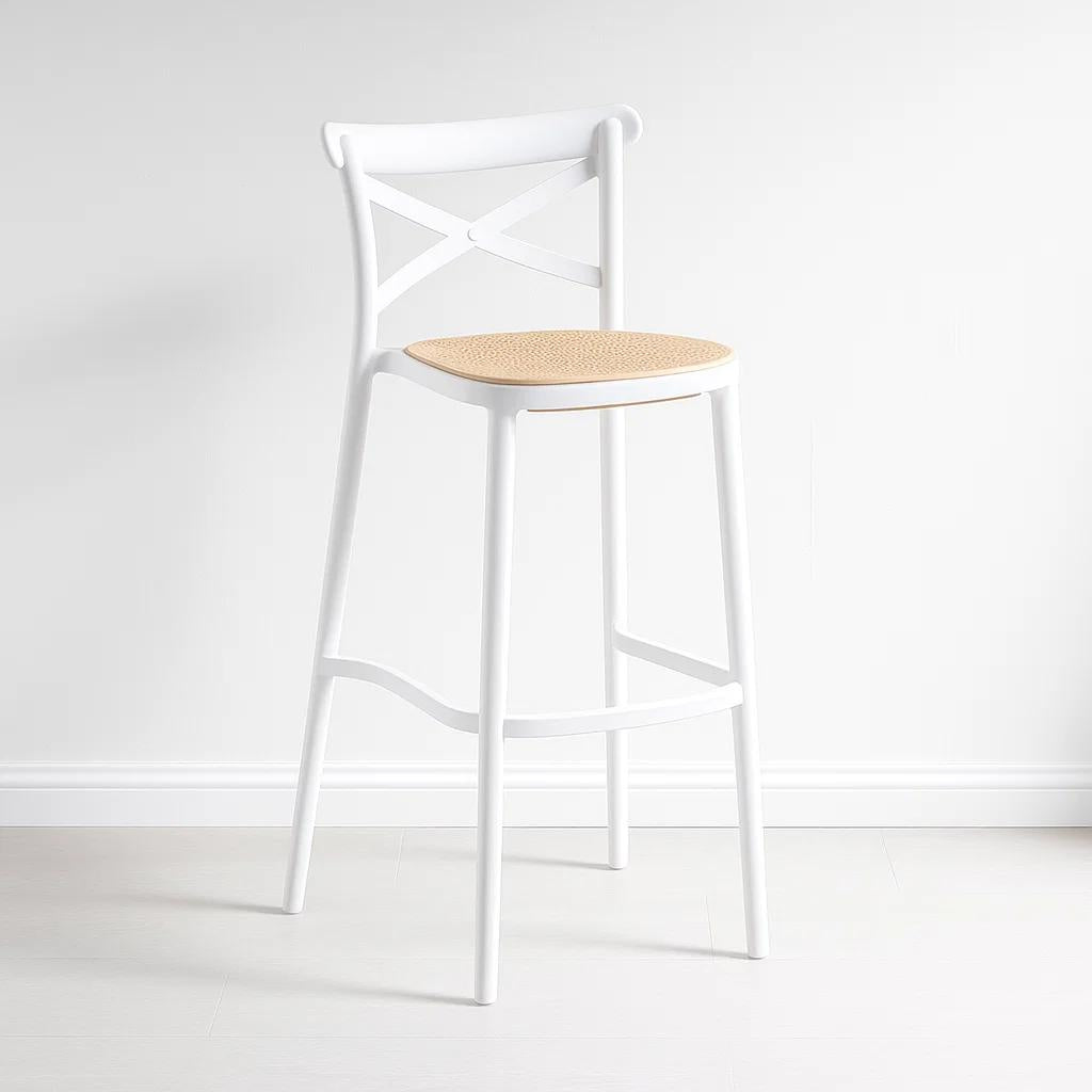 Taburete Crossback Danubio Piso de Bar o Terraza Exterior - Blanco