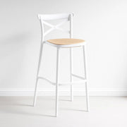 Taburete Crossback Danubio Piso de Bar o Terraza Exterior - Blanco