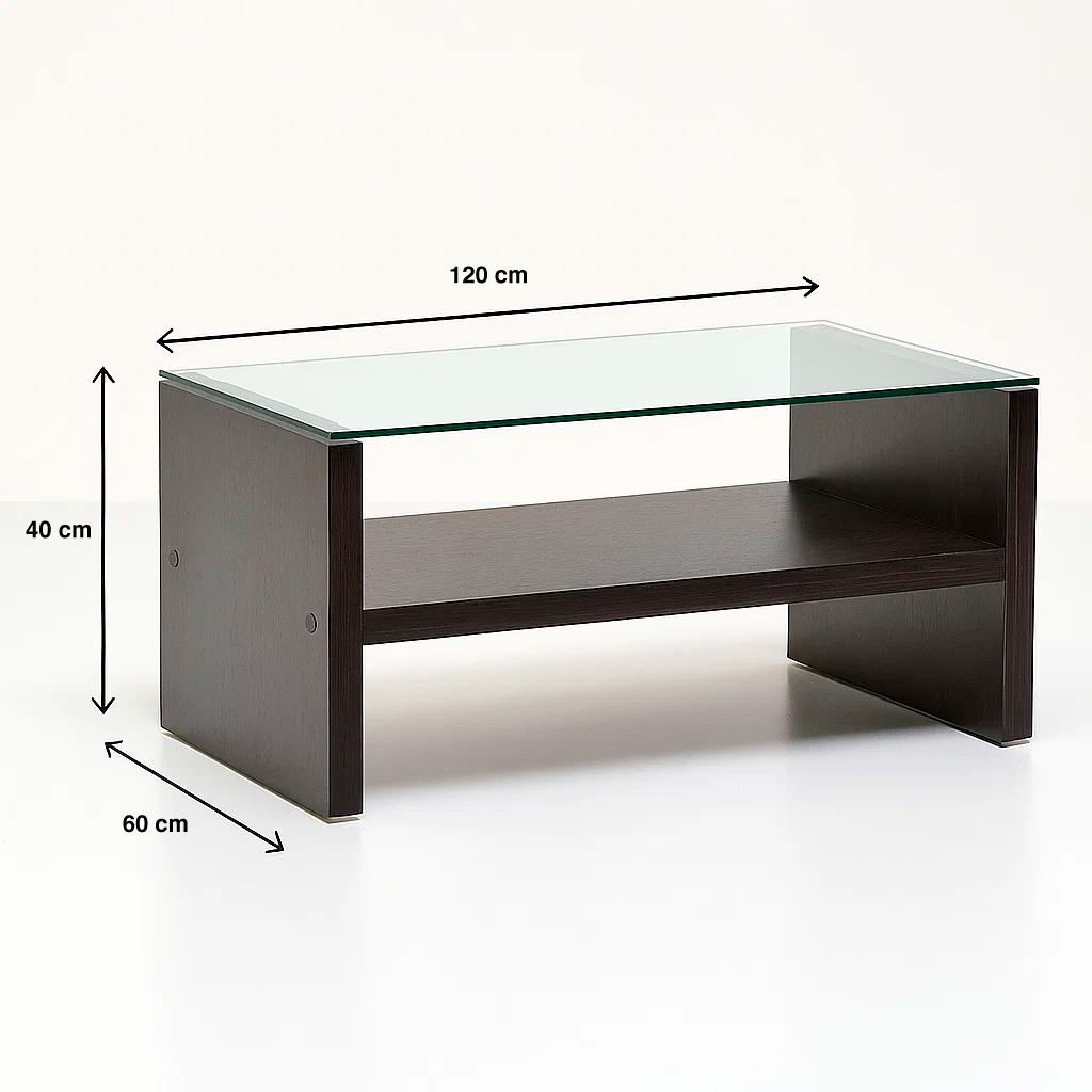 Mesa de centro moderna madera walnut wood vidrio