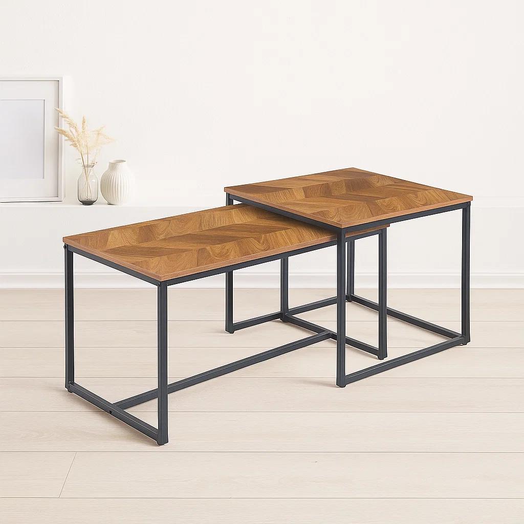 Mesa de centro doble rectangular - Madera clara