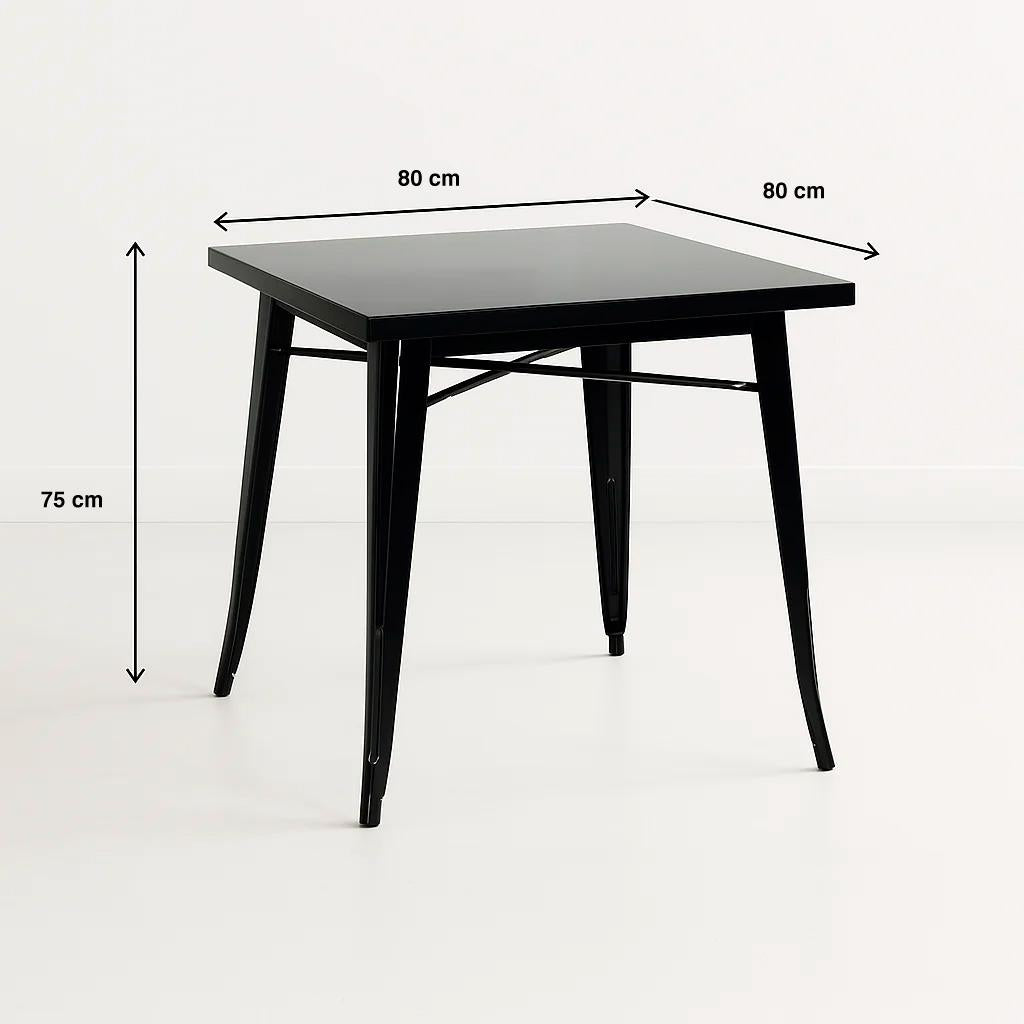 Mesa Tolix de Acero 80x80cm para Bar o Terraza o Restaurant - Negra