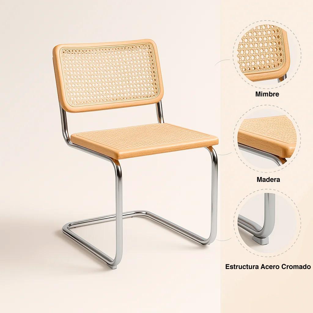 Silla Breuer Madera y Rattan - Madera