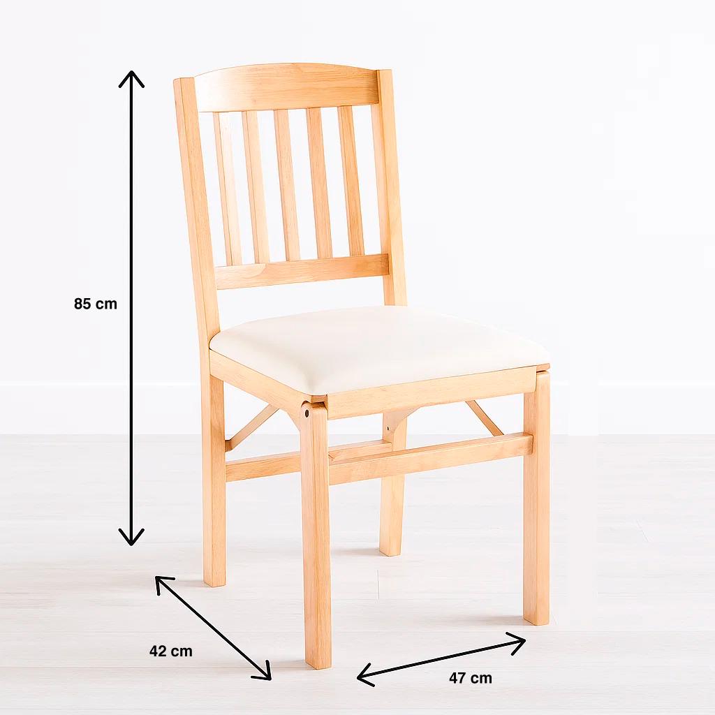 Silla Moderna Plegable de Madera Clara con Tapizado Neutro
