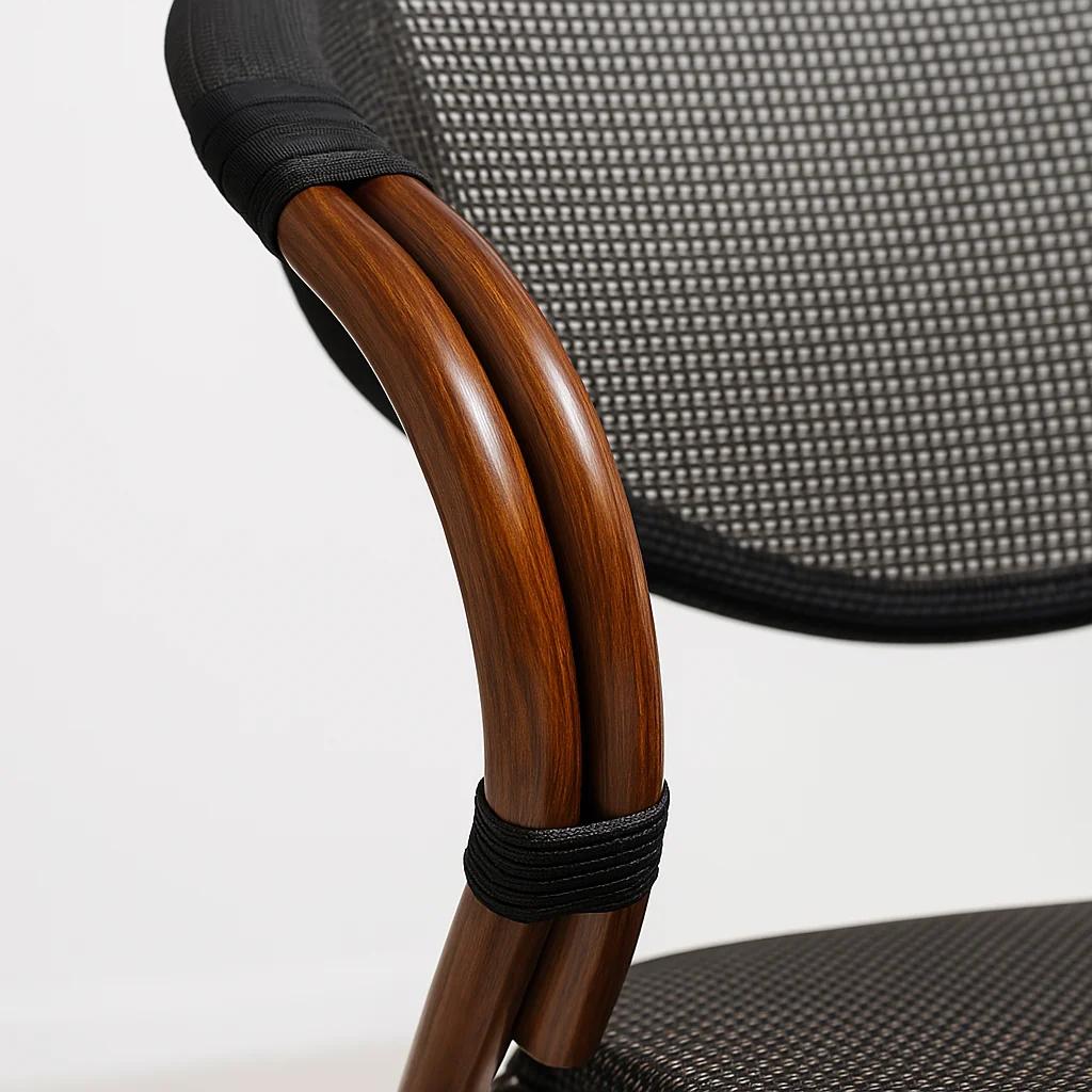 Silla Bistro Parisina Textileno con reposabrazos - Café Oscuro
