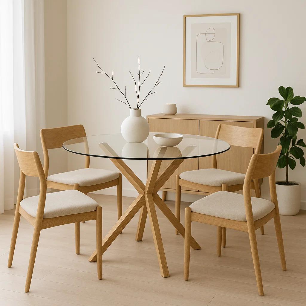 Mesa de comedor redonda de vidrio Cross 120cm