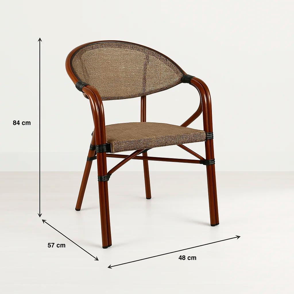 Silla Bistro Parisina Textileno con reposabrazos - Beige