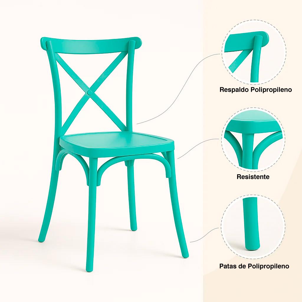 Silla Crossback Danubio de Terraza Exterior o Comedor - Menta