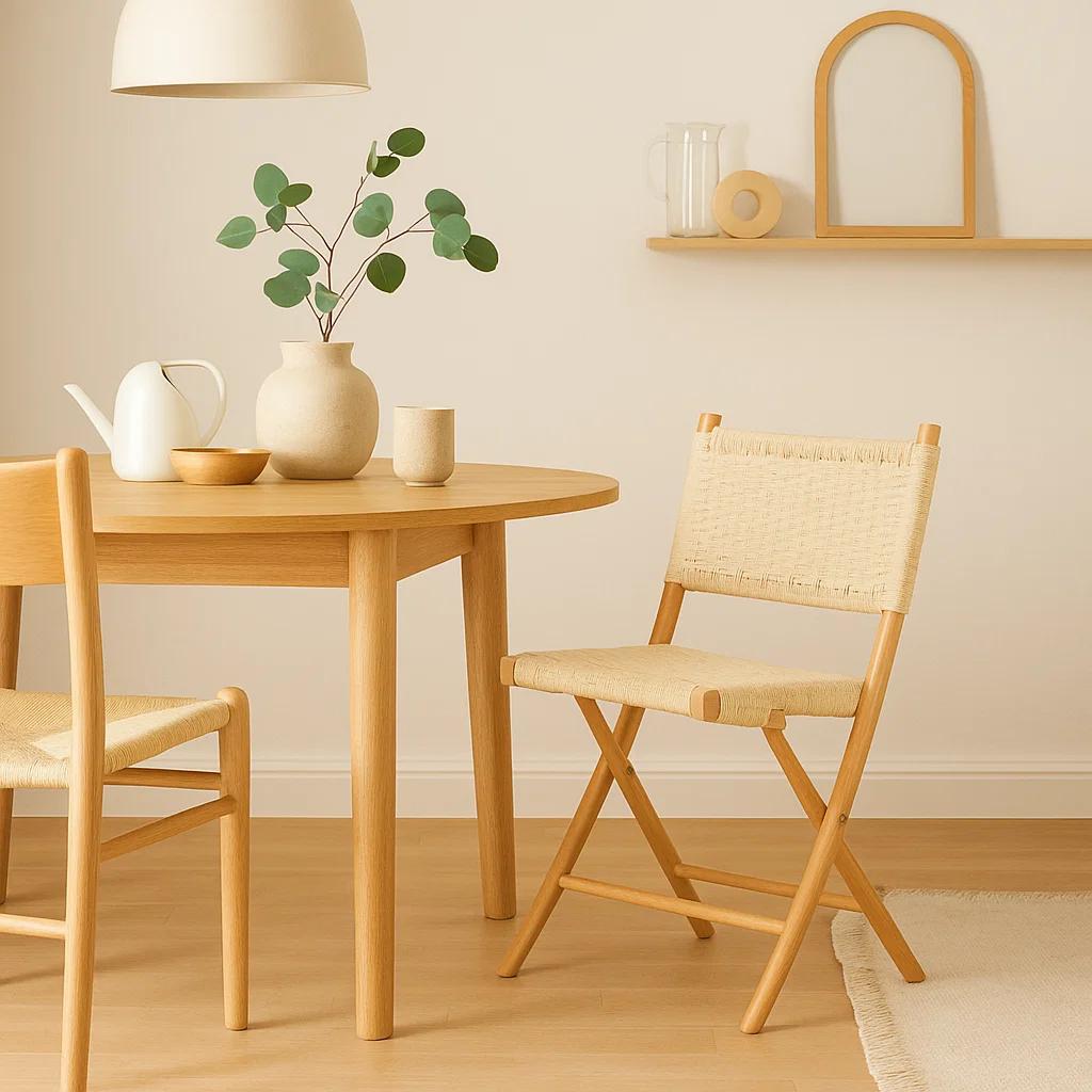 Silla Nido Plegable de Madera Rattan Natural
