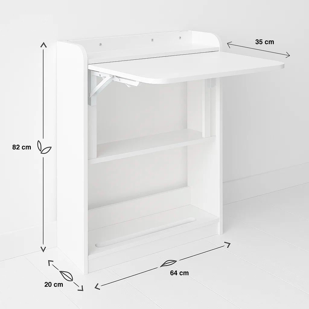 Escritorio Multifuncional Blanco - Compacto con Estanterías 64x20x82