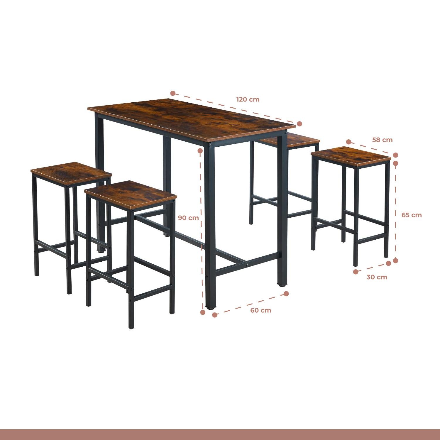 Set de comedor para cocina con pisos taburetes madera industrial