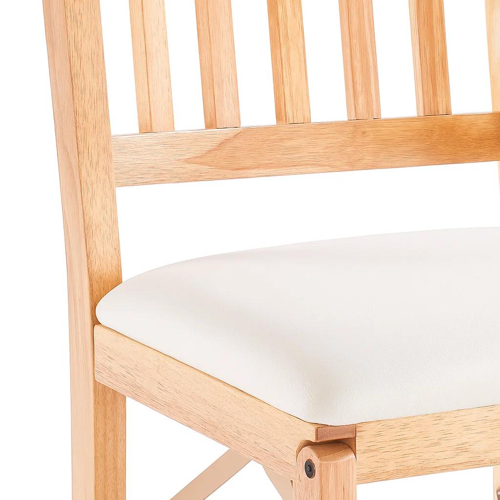 Silla Moderna Plegable de Madera Clara con Tapizado Neutro