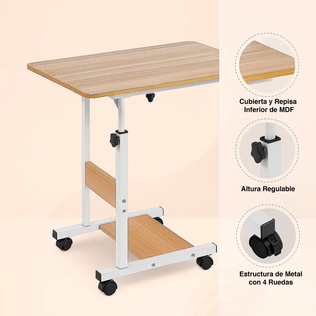 Mesa escritorio ajustable para computador roble