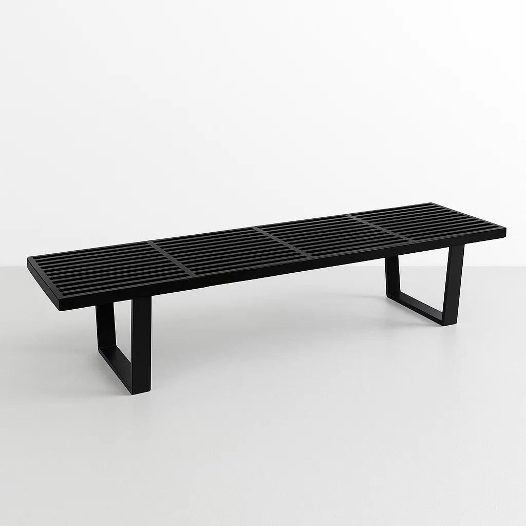Banqueta de Madera y Metal George Nelson 160cm - Negra