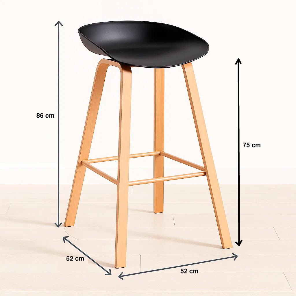 Taburete Piso Bar Nordic - Negro