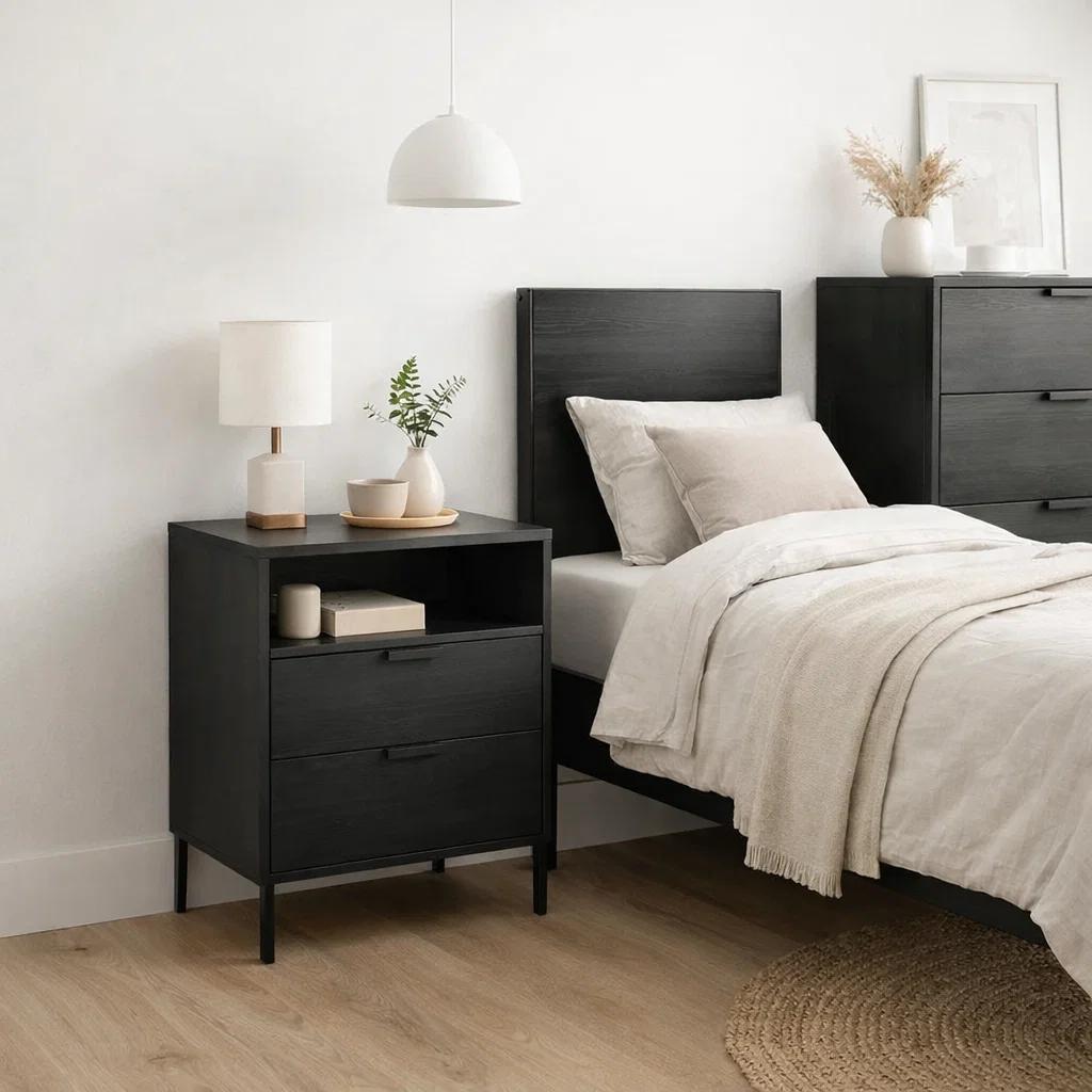 Velador Noir Loft Negro con Patas Metálicas