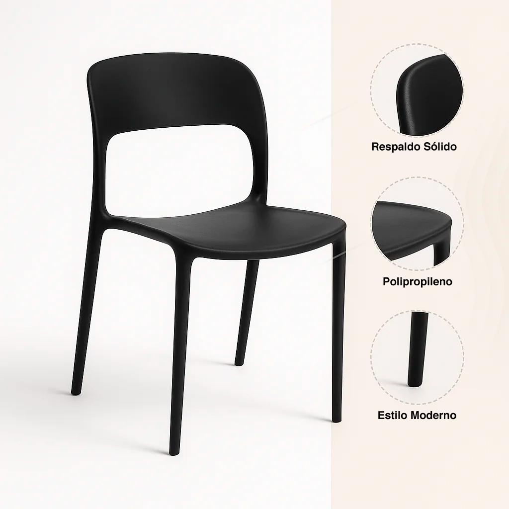 Silla de Comedor o Terraza Alto Tráfico Kentucky - Negra