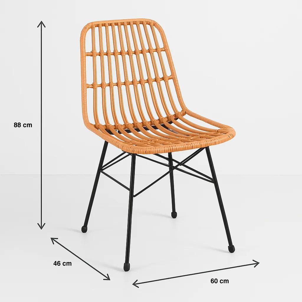 Silla de Comedor Terraza Rattan Grecia Color Madera