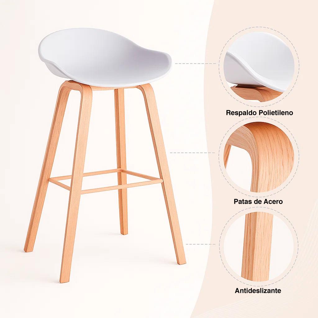 Taburete Piso Bar Nordic - Blanco