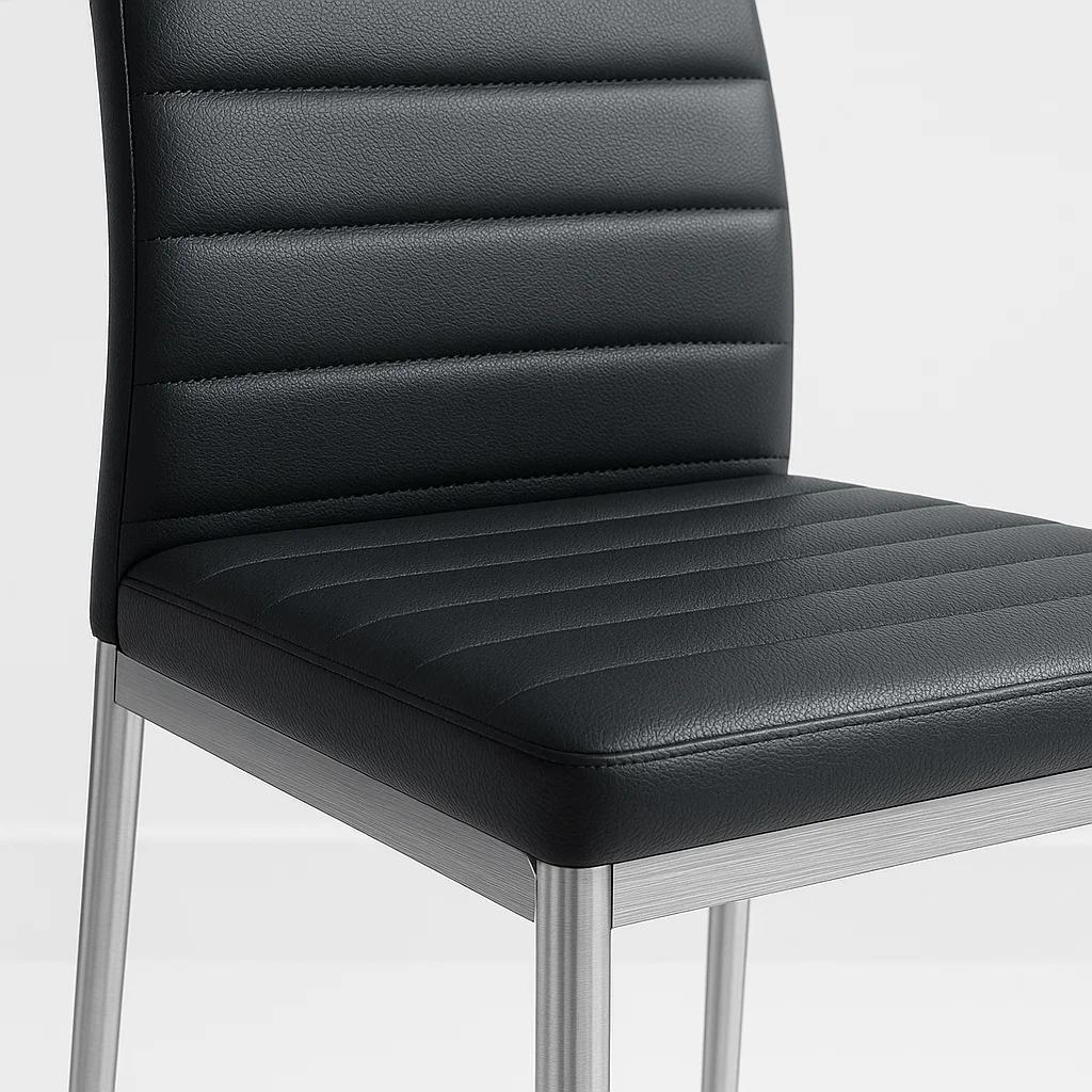 Silla Dining Acolchada Liana con patas cromadas - Negra