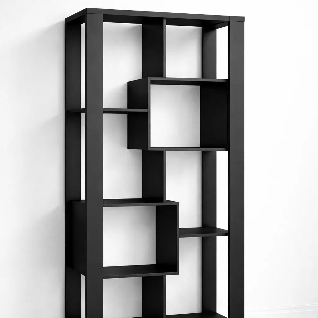 Estantería Prisma Noir Librero Geométrico Moderno 39x80x180 - Negro