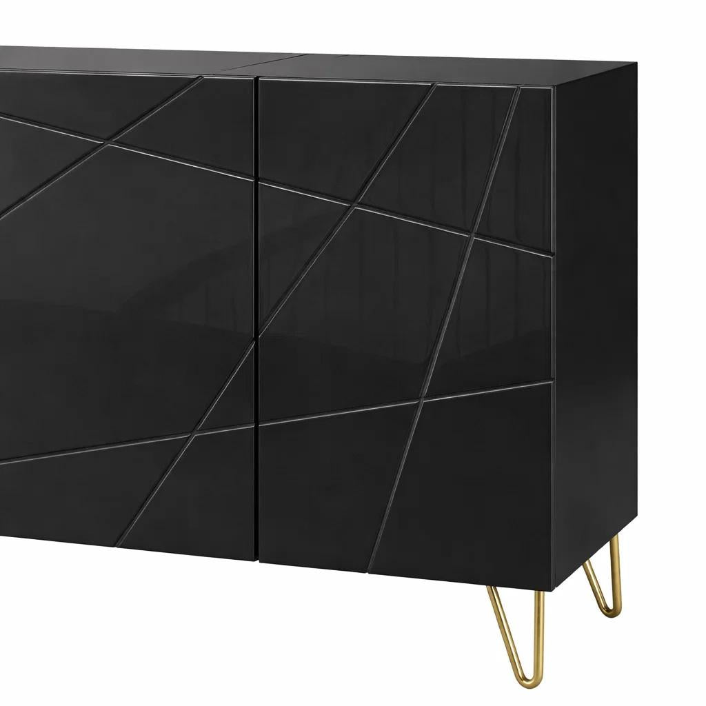 Buffet Moderno LuxLine Negro con Patas Doradas