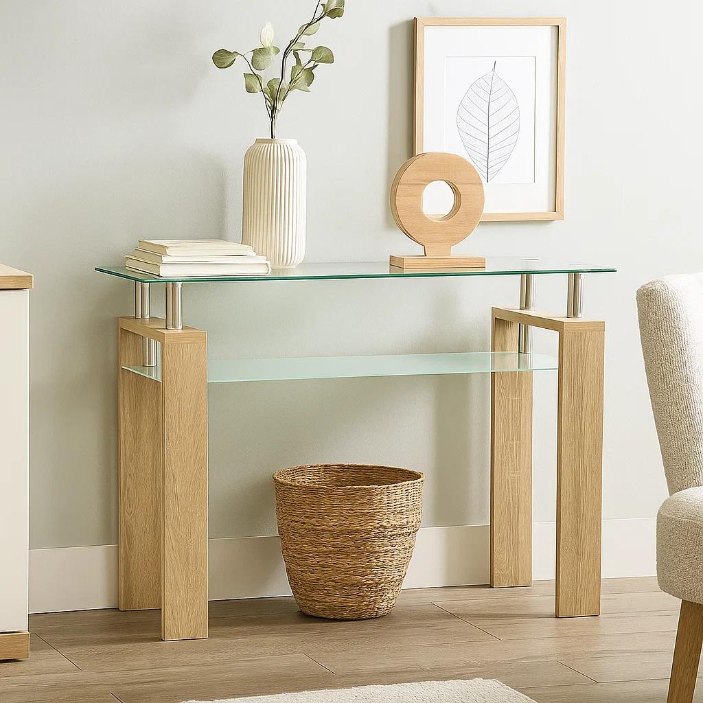 Mesa de arrimo Rectangular de vidrio
