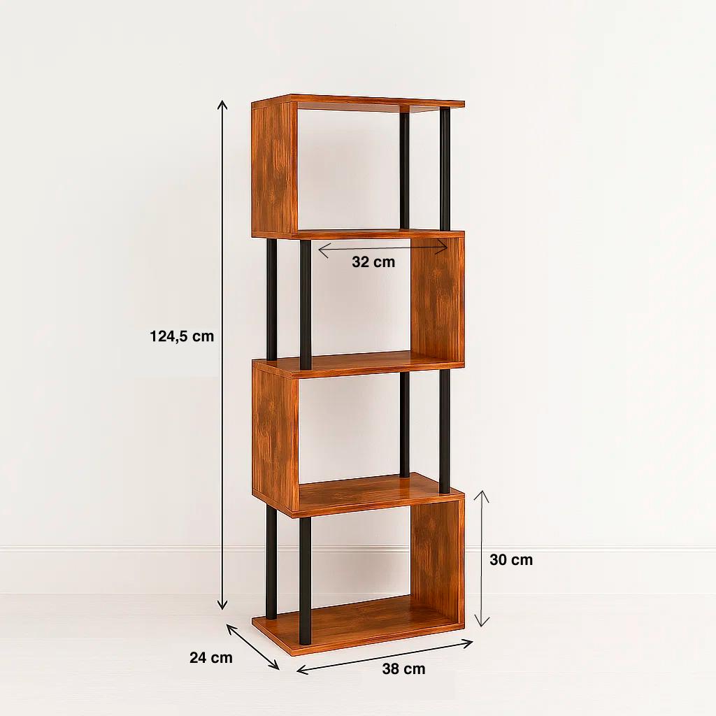 Estantería Decorativa 4 Niveles ZigZag Rack 24x38x124.5