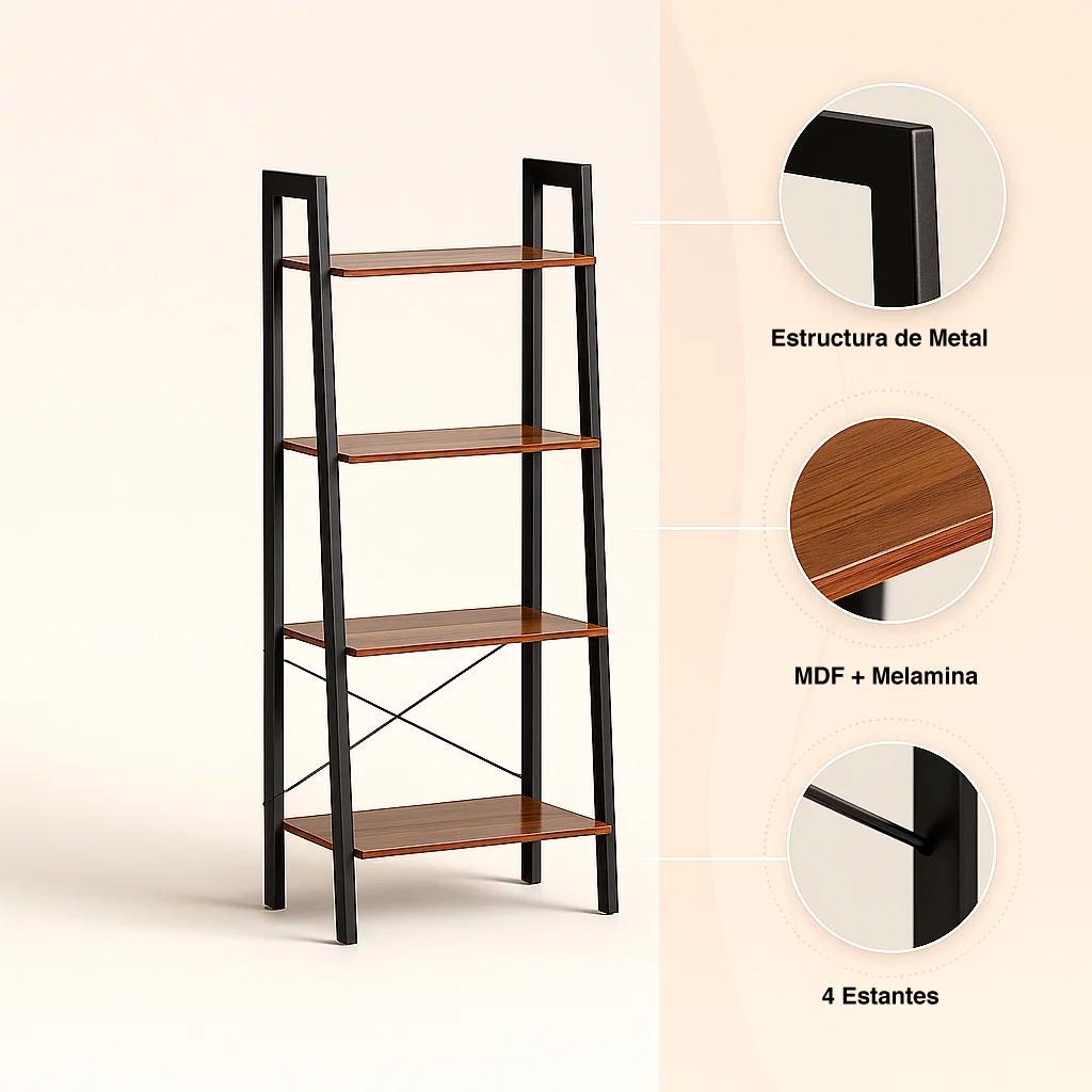 Estantería Industrial Loft Rack 4 Pisos 34,5x56x138.5