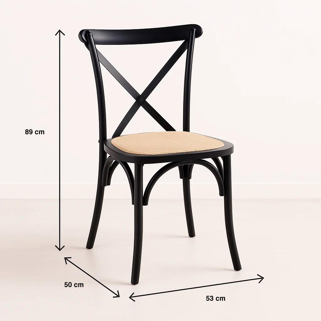 Silla Crossback Madera Rattan Negra