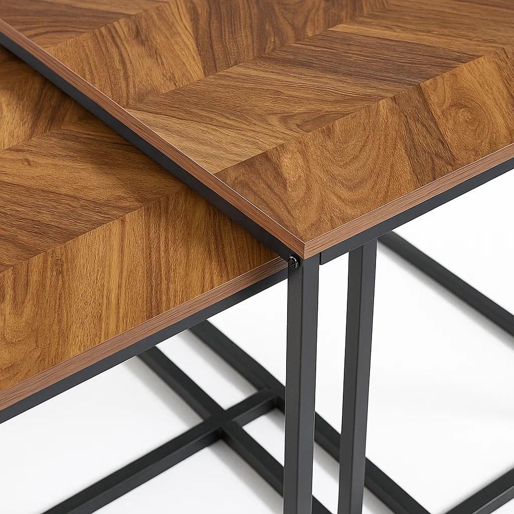 Mesa de centro doble rectangular - Madera clara