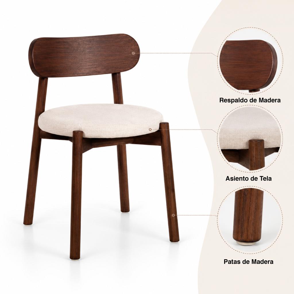 Silla de comedor Madera Bauen 44X45x77
