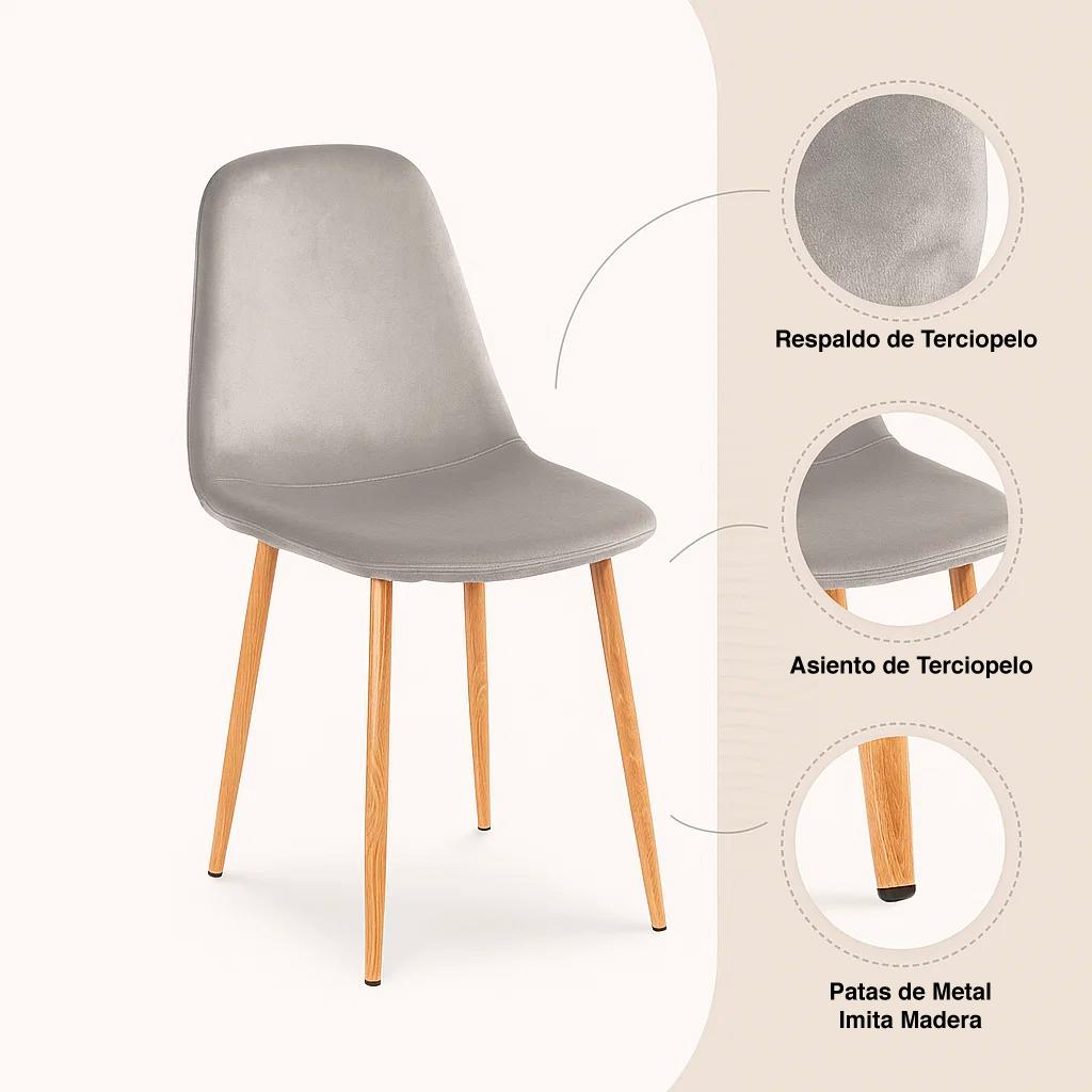 Silla Spoon Velvet - Gris